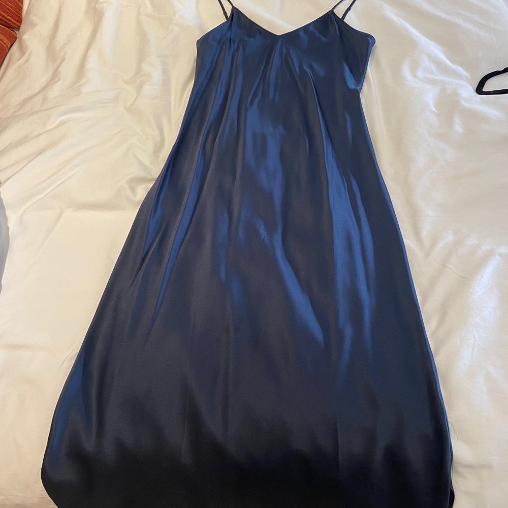 Navy Midi Silk Slipdress